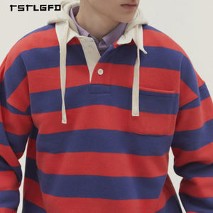 Sweat à capuche d'été brodé et coloré pour homme, avec bouton pour le col, en molleton léger de coton biologique, écologique, mode printemps - Product Image 3