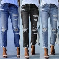 Nouvelle Arrivée 2026 – Jean Skinny Femme Taille Haute 100% Coton Effet Usé et Déchiré – Pantalon en Denim pour Tenues Quotidiennes, Soirées et Streetwear – Grandes Tailles Disponibles