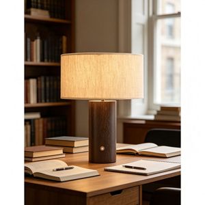 Solid Wood <b>Table</b> Lamp Led E27 Touch Control Bedroom Living Room <b>Study</b> Warm Light Atmosphere Japanese Style Linen Shade - Product Image 2
