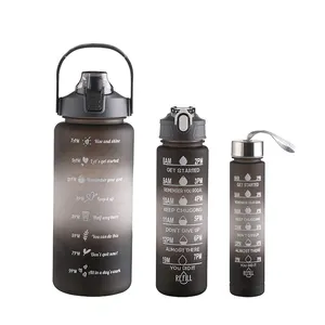 2023 New Arrivals Products 2L 2000ml Plastic Water Bottle 3 Pieces Per Set Gradient with Reminder to Drink