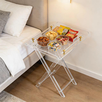 Table pliante chic moderne personnalisée en acrylique transparent au design élégant pour l'hôtel comme table d'appoint pour bureau, cuisine et bar