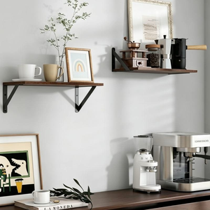Axeman Heavy Duty <strong>Floating</strong> <strong>Shelves</strong> Set 2 16W X 8D 8 Inch Deep Rustic <strong>Grey</strong> Wood Wall Mounted <strong>Shelves</strong> for Farmhouse Living Room - Product Image 6