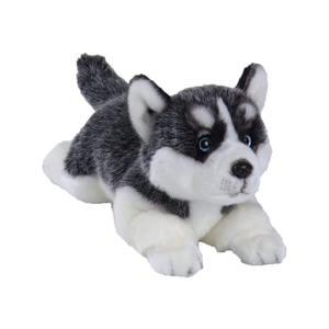 Hecho a mano Adorable mentira <span class=keywords><strong>Husky</strong></span> <span class=keywords><strong>siberiano</strong></span> suave algodón cachorro juguete vivo <span class=keywords><strong>blanco</strong></span> y negro peludo Animal simulación perro realista peluche - Product Image 1