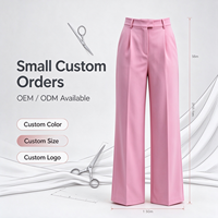 Pantalon plissé taille haute pour femme, coupe large, fluide et doux, idéal pour le bureau ou les occasions décontractées, personnalisable OEM/ODM, en stock
