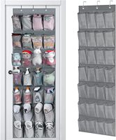 Organisateur de rangement pour chaussures à suspendre sur la porte avec 28 grandes poches en maille, respirant, en tissu non tissé, gain de place, durable, avec 4 crochets métalliques
