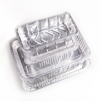 Récipient de cuisson plateau en aluminium avec couvercle restauration en aluminium servant des casseroles jetables de qualité alimentaire grand rectangle 2100ml