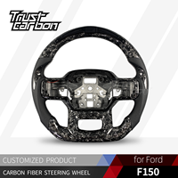 Volant personnalisé en fibre de carbone forgée argentée avec poignées noires pour Ford F-150 Raptor R STX XL 4x4 2019-2025