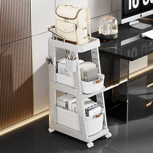 ชั้นวางของแบบหลายชั้นใต้โต๊ะทำงาน YHYP แบบรถเข็น มีล้อ สำหรับเก็บกระเป๋าเป้ หนังสือ ใช้ในบ้าน ห้องนอน ห้องอ่านหนังสือ - Product Image 1