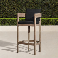Ensemble de mobilier d'extérieur de cour en bois massif salle à manger jardin tabouret de bar Tables Patio teck haute jambe chaise piscine chaises de bar en teck