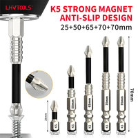 Embouts de tournevis magnétiques antidérapants LJ-01-12 PH2 K5 à double fente 25-70mm en acier S2, lot de 5 pièces pour bricolage, vente en gros OEM
