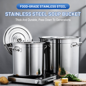 หม้อซุปสแตนเลสเกรดอาหารสำหรับใช้ในเชิงพาณิชย์ ราคาโรงงาน 201 พร้อมก้นแบบแซนวิชและฝาปิดตั้งตรง - Product Image 1