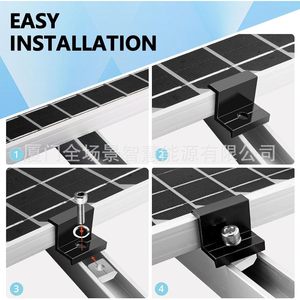 Pince de fixation solaire en aluminium noire, lot de 4, pour système de support photovoltaïque, traitement de surface anodisé - Product Image 4