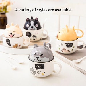 Cốc Cà Phê Bằng Gốm Cốc Văn Phòng Động Vật Hoạt Hình Vui Nhộn Dễ Thương Có Nắp Muỗng Cốc Ăn Sáng Tại Nhà Cho Học Sinh Cốc Nước Sáng Tạo Cho Cặp Đôi - Product Image 5