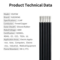 Câble plat en silicone noir de haute qualité, souple et résistant à la flexion, en cuivre étamé, avec broches personnalisées RoHS et AWG