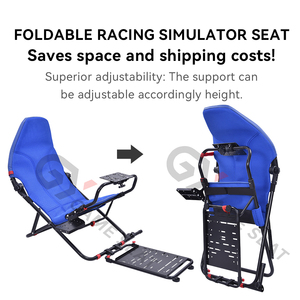 Cabina de Simulación de Carreras Plegable GY079 con Respaldo Cómodo en Acero Azul <span class=keywords><strong>para</strong></span> PC, Playstation 2 <span class=keywords><strong>3</strong></span>, Wii, Xbox - Product Image 2