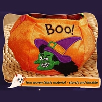 Sac de bonbons d'Halloween portable, panier en peluche brodé réutilisable en forme de citrouille pour enfants