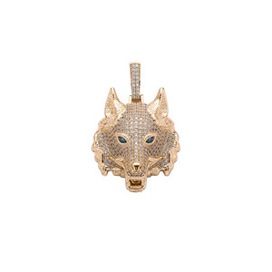 Colgante de circón con cabeza de lobo <span class=keywords><strong>en</strong></span> la espalda, joyería de oro de 14K para teléfono, estilo Hip Hop europeo y americano - Product Image 3