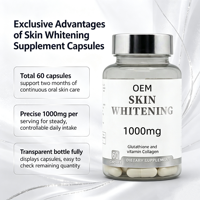 Complément OEM de Glutathion et de Collagène, 60 Capsules avec Formule Concentrée de 1000mg pour Usage Quotidien