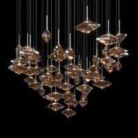 Lustre suspendu en cristal et métal doré de style nordique moderne, luminaire de luxe pour salon, décoration intérieure