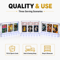 Support d'affichage magnétique personnalisé pour 3 cartes en acrylique avec base lumineuse LED, cadre pour cartes à collectionner TCG 35PT, étui rigide