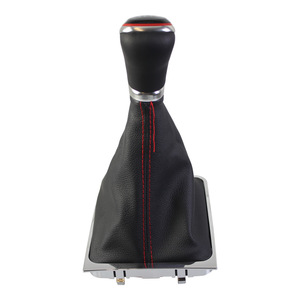 Volkswagen Passat B6 B7 Leather Gear <b>Shift</b> <b>Knob</b> 5 6 Speed Ergonomic Red Stitching - Product Image 1