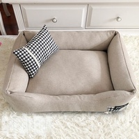 Canapé-lit de luxe pour chien lavable à motif rectangulaire et solide