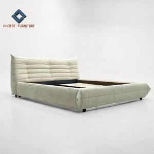 असबाबवाला आधुनिक कपड़े कम प्रोफ़ाइल मंच सफेद जाने के लिए सोफे डिजाइन बिस्तर कमरे में फर्नीचर - Product Image 3