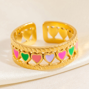 Fashion <b>Rings</b> Colorful Heart Star Design Gold Plated Women's Party Jewelry - Product Image 3