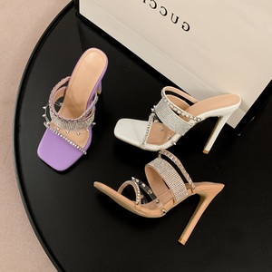 Sandales à talons hauts pour femmes 2025, avec rivets en cristal, style décontracté, talons aiguilles - Product Image 6