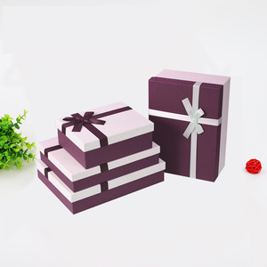Exquisite Recycled Materials Rectangular Gift Box and Cosmetic Box with Lid and Base Satin Ribbon Bow for Gift-Giving - Product Image 3