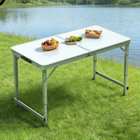 Mesa Plegable con 4 Sillas, Juego de Mesa de Picnic de Aluminio para Acampar, para Fiestas en la Playa y Eventos