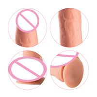Dildo Enorme y Grueso con Ventosas Potentes, Pene Flexible con Eje Curvo y Testículos para Punto G Vaginal y Juego Anal