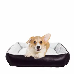 HRP PET Orthopedic Foam Dog Bed Living Room Sofa Waterproof Luxury Pu Leather Large Pet Sofa Dog Bed