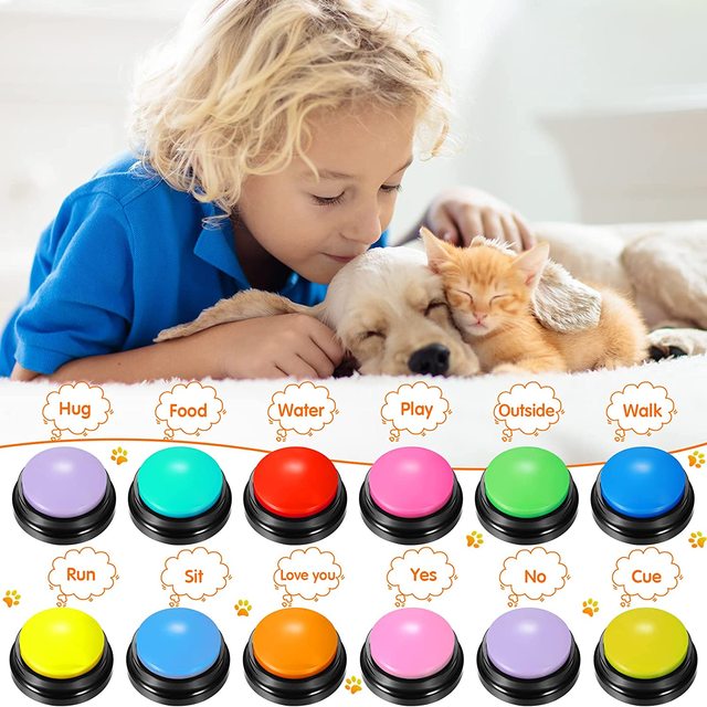 2024 New Words Talking Pet Doorbell Push Button for Dogs Funny Gift for Study Office Home Dog Interaction Training Games