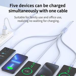 5'i 1 Arada PD 100W Hızlı Şarj Kablosu 0.5/1/<span class=keywords><strong>2</strong></span>/3M Çok Başlı Kablo Küçük Parti Özelleştirme Destekli Fabrika Toptan Satış - Product Image 4