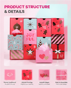Caja de Adviento Personalizada con 12 Compartimentos para Dulces, Diseños Coloridos, Cajones Fáciles de Abrir, Impresión Premium - Product Image 2