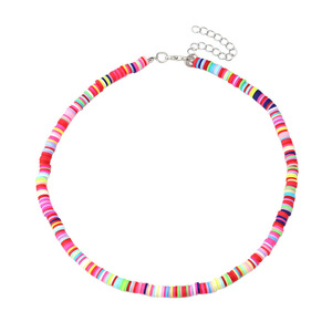 สร้อยคอเปลือกหอยสไตล์ฮาวาย รูปทรงไม่สม่ำเสมอ ประดับด้วยดินโพลิเมอร์หลากสี สร้อยคอแฟชั่นแบบคล้องไหปลาร้า สีขาวและสีรุ้งแบบซ้อนกัน - Product Image 5