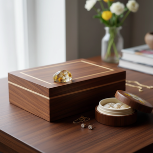 Elegant Wooden Resin Ring Modern Luxury Jewelry Handcrafted Wood Epoxy Finish Holiday Storage Customized Color Size <b>Box</b> - Product Image 3