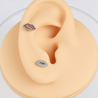 Piercing Labial de Titanio Grado Implante F136 con Rosca Interna y Circonitas Pavé, Joyería Corporal Medusa Monroe para Mujer