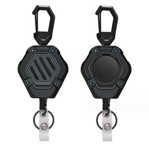 Cross-border black heavy-duty badge <b>holder</b>, scroll keychain, retractable name badge, vertical <b>ID</b> card protector, in stock. - Product Image 1