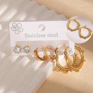 Juego de 3 Pares de Aretes de <span class=keywords><strong>Aro</strong></span> de Acero Inoxidable de Moda con Circonita, Corazón y Estrella para Mujer, Regalos para Fiestas - Product Image 5