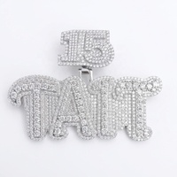 Pendentif en argent 925 GRA VVS Moissanite Hip Hop en gros, pendentif personnalisé double couche avec lettre 15 TAIT pour homme, rappeur