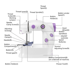 Máy may mini 2 tốc độ đôi chủ đề xách tay điện với ánh sáng Cắt Chân bàn đạp hộ gia đình đa chức năng máy may - Product Image 2