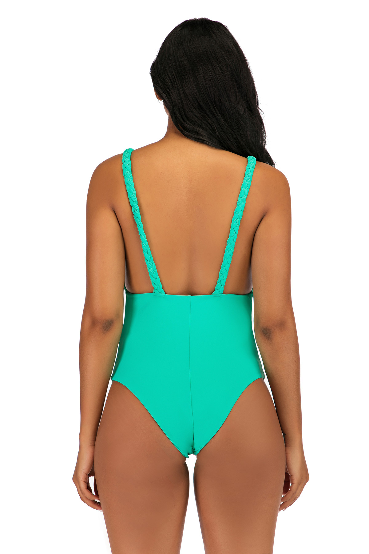 Wholesale solid high waist sexy one piece swimwear