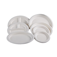 Assiettes rondes en bagasse 9/10 pouces à 3 compartiments, 100 % compostables, pour la restauration et les commandes en gros pour restaurants