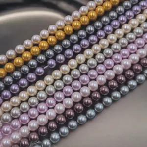 Perles de verre rondes rouges blanches de 5mm avec revêtement de perles 8mm 10mm 12mm perles de cristal bricolage pour la fabrication de bijoux Bracelet décoration