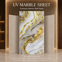 Panneau mural UV MORLENX gris ivoire or Strata en PVC, feuille de marbre pour projet d'aménagement de salle d'exposition de luxe