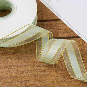 Cinta de Organza Satinada con Borde Dorado de 2.5cm y 45 Yardas, Resistente al Encogimiento, en Colores Personalizados, para Invitaciones de Boda y Decoración del Hogar - Product Image 4
