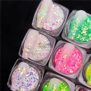 Glitter de lantejoulas para unhas, mistura de fundo dourado com glitter iridescente, maquiagem robusta para maquiagem corporal e rosto, artesanato e decoração