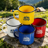 Mug en émail métallique de 12 oz avec poignée, personnalisable avec logo, pour le camping, le café ou la bière, idéal comme cadeau promotionnel, vente en gros